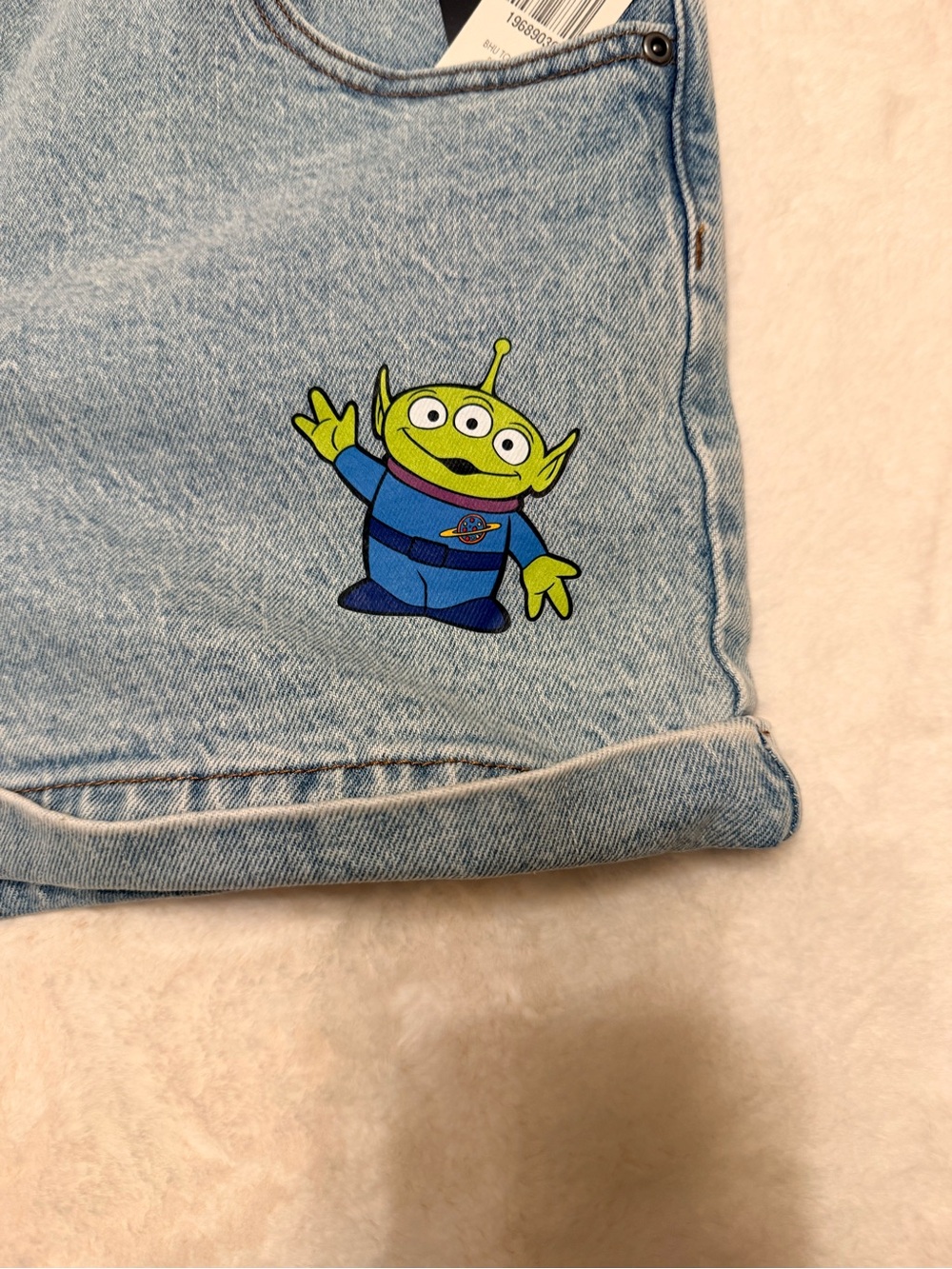 NWT Disney Pixar Denim Overalls with Colorful Toy Story Patch - Picture 9 of 10